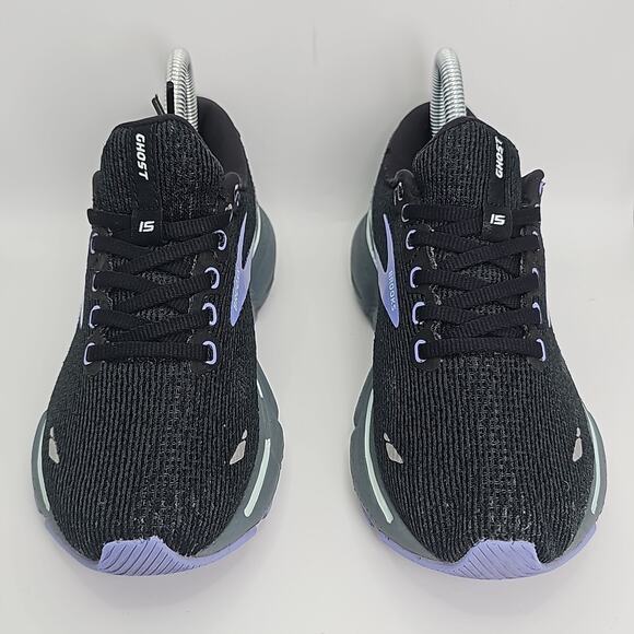 Brooks Ghost 15 Black Lilac Womens 6.5 Medium B Running Shoes 1203801B011 - Picture 2 of 12